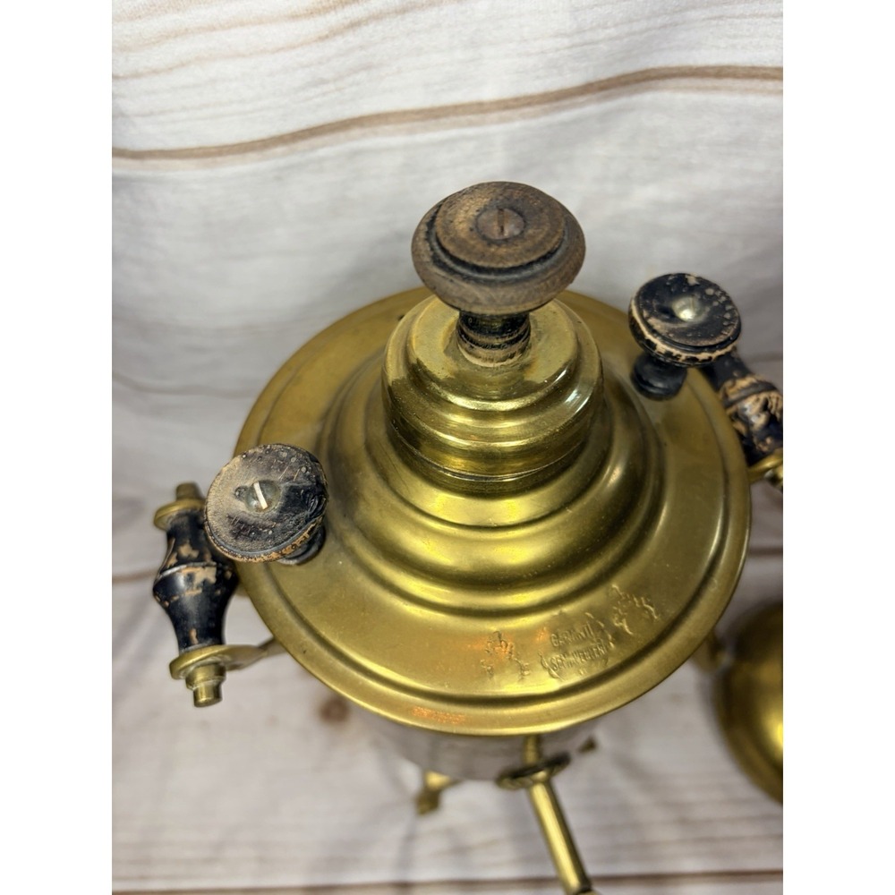 Vintage Brass Turkish Samovar Garanti Semaverleri Tea Urn W Teapot - Picture 2 of 2